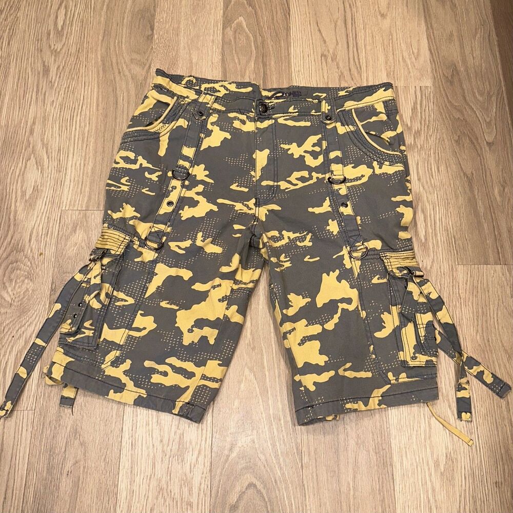 Vintage Y2K Request Jeans Cargo Tactical Camo Yellow Gray Mens Size 40 (Tag 42)